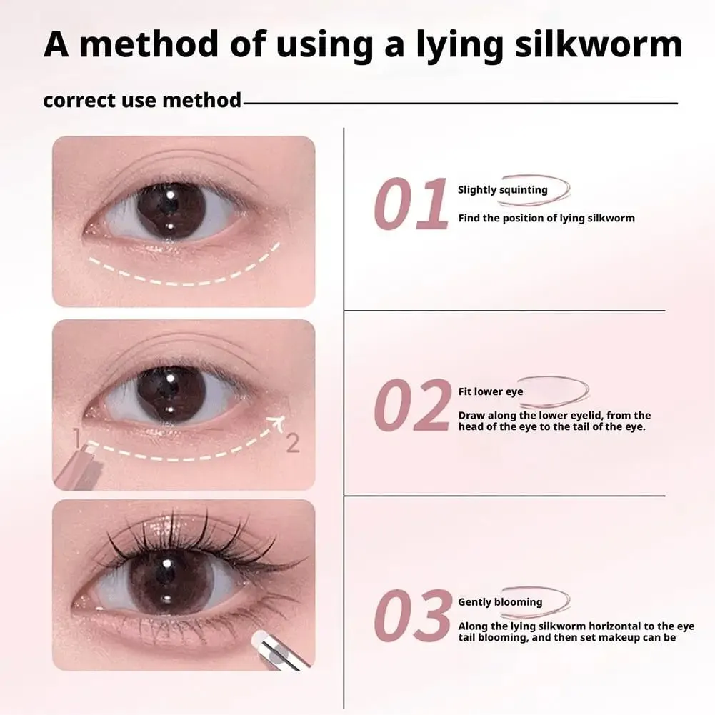 2 In 1 Double Ended Lying Silkworm Pen Two-tone Natural Under Eye Highlighter & Shadow Stick For Korean Makeup — image 6
