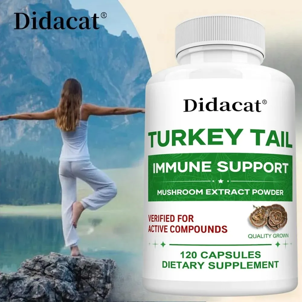 Turkey Tail Mushroom Supplement Boosts The Immune System Promotes Health and Vitality Vegan Non-GMO 120 Capsules — image 1