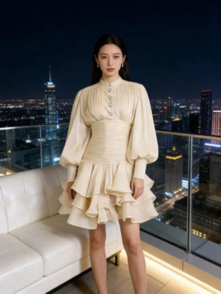 Chic Victorian-แรงบันดาลใจชุดมินิผู้หญิงพัฟแขนRuchedฉัตรโรแมนติกCottagecore Party Dresses 2026 อินเทรนด์Elegantชุด