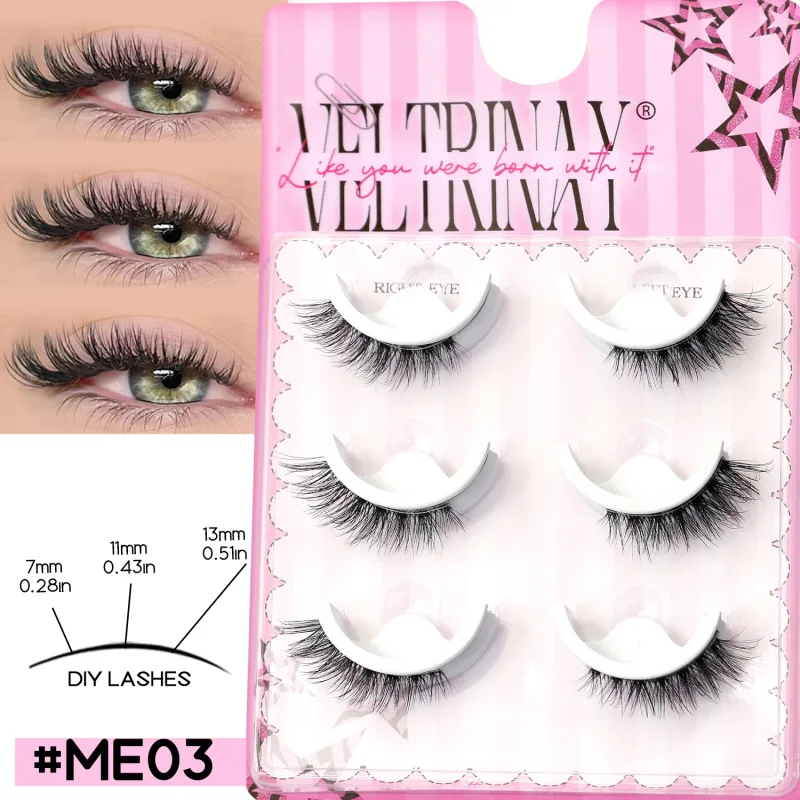 NO Glue Strips Lashes Natural Half Lashes Clear Band Short False Eyelashes Replaceable Eyelash Strips Eye Makeup