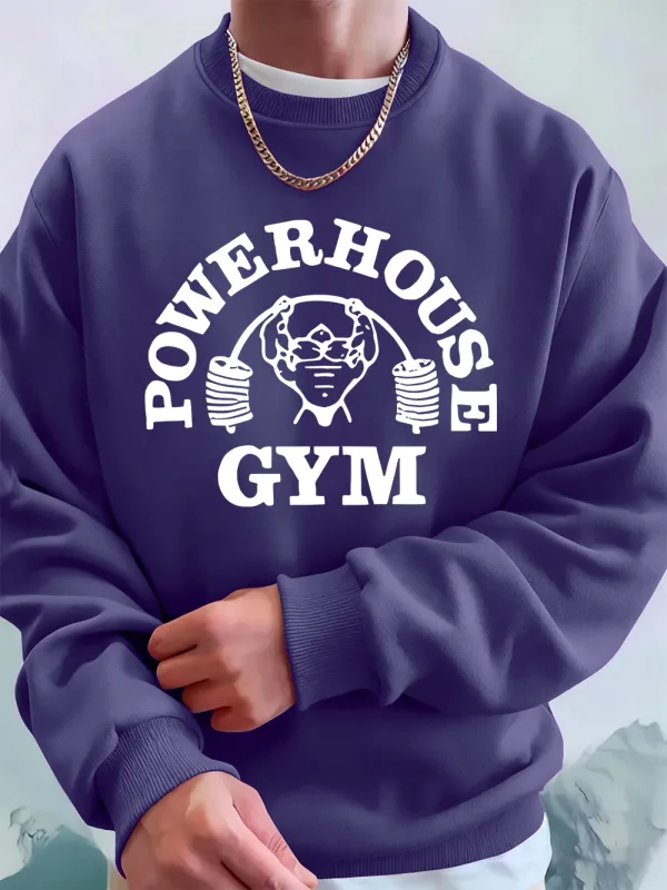 Powerhouse Gym Letter Printing Men Sweatshirts Winter Fleece Warm Hoodie Korean Loose Crewneck Pullovers Hip Hop Male Clothes — image 36