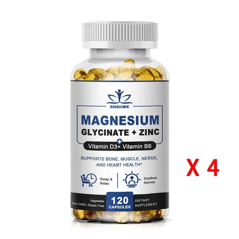 Magnesium & zinkkapslar för muskelled benenzym & hjärthälsa Vila & avkoppling Magnesiumglycinattillskott — image 12