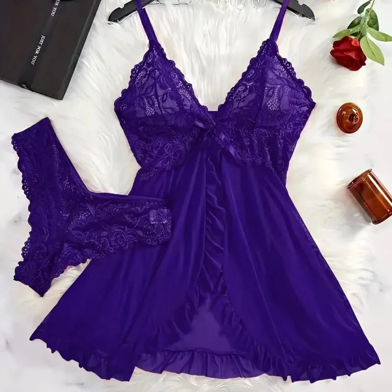 A Set Of Woman Underwear Nightgown Thong Sets Plus Size Suspender Lace Lingerie Sexy Accessories Erotic Bra Nightdress — image 9