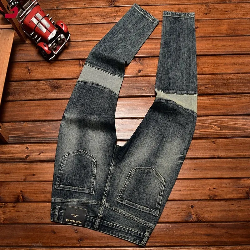 High-End Jeans Men's Autumn and Winter Fashion Ripped Patch Pu Shuai Embroidered Printed Slim Fit Skinny Stretch Pants — image 4