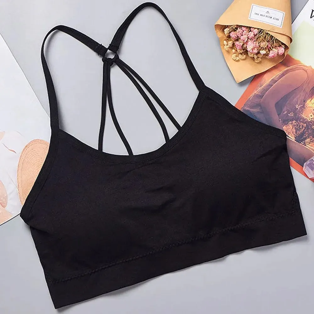 Comfortable Workout Activewear Without Underwire Sports Underwear Women Yoga Fitness Seamless Crop Top Wide Letter