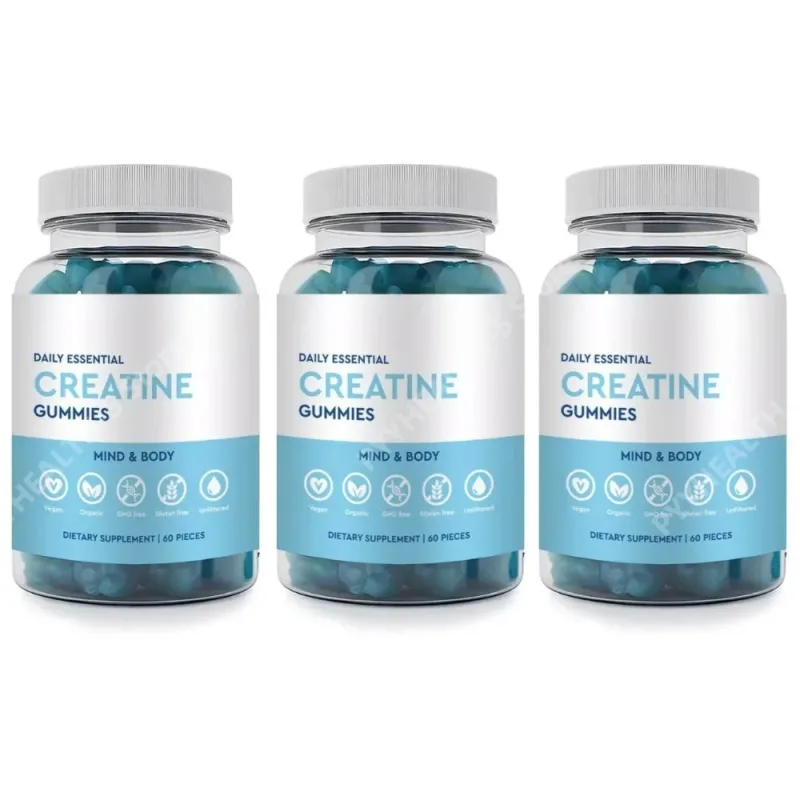Créatine Gummies Végétalien, sans OGM, sans gluten, faible teneur en sucre, biologique, soutient la performance athlétique pour adultes unisexe, 60 unités — image 6