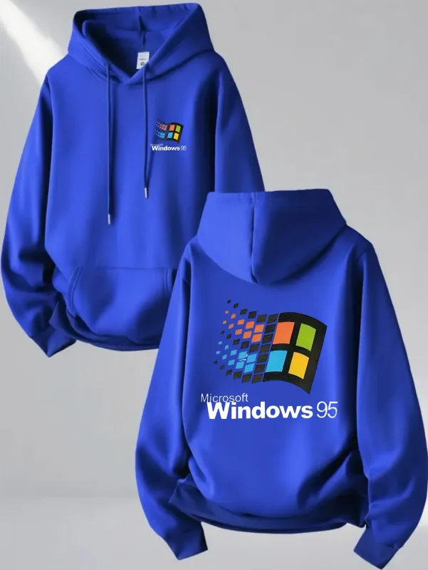 Windows 95 Graphic Vintage for Tech Enthusiasts Casual Streetwear Outfit Print Soft Material Pullover Pattern Hoodie Unisex Top — image 5