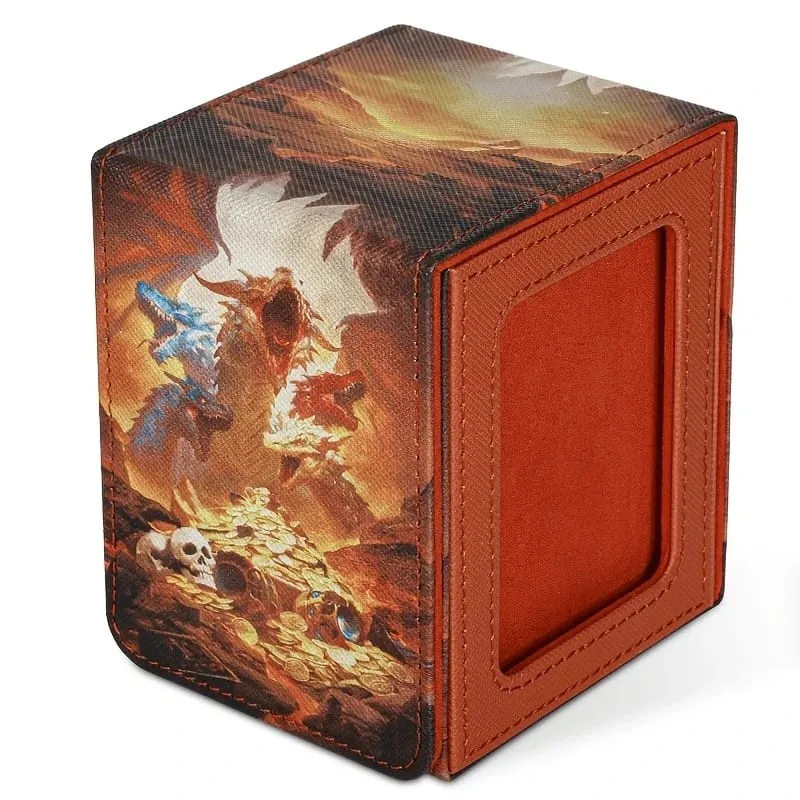 Card Deck Box for Pattern Print Cards with Display Window Hold 100+ Double-Sleeved Cards PU Leather Card Box Fits TCG Cards — image 8