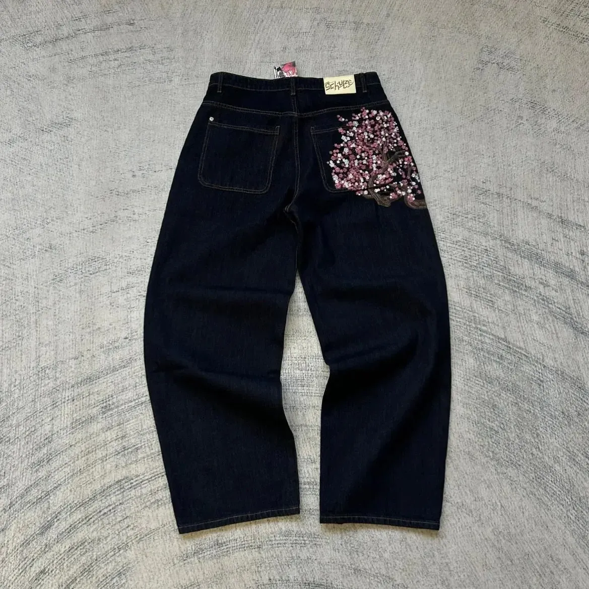 2026 High street coated micro-flare jeans American retro heavy industry men and women black gothic retro casual loose jeans — image 10