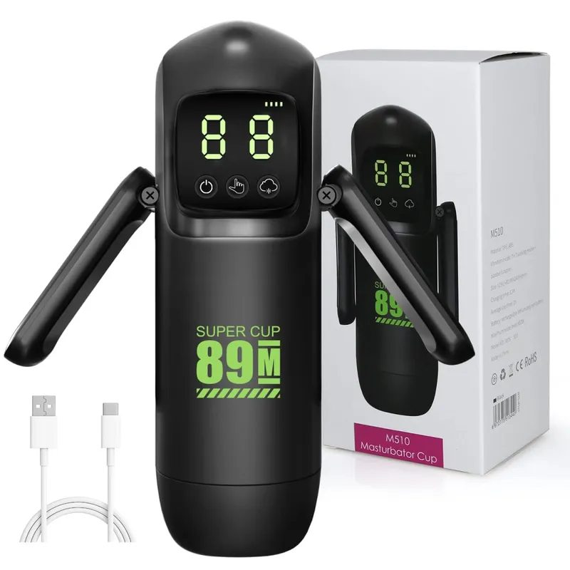 Automatic Vibration Sucking Male Masturbator Blowjob Masturbation with Handle LCD Display Penis Pump Stroker Sex Toy for Men 18+