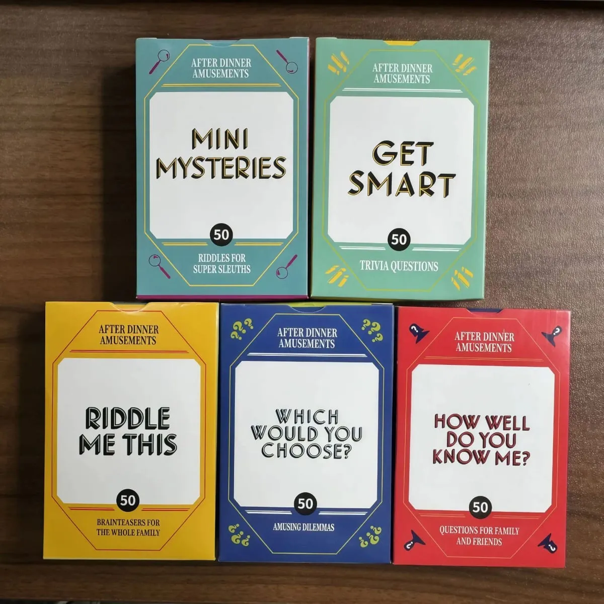Multi-Themed Dinner Party Mini Card Game Portable Travel Party Games Trivia Riddles & Conversation Starters for Adults & Kids — image 1