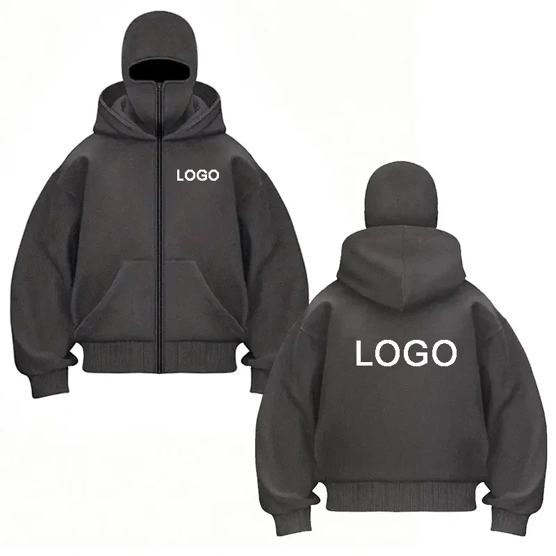 DIY Design Double-hooded Zipper Hoodies Men Customized Printed Long Sleeve Zip Up Sweatshirts Women Ninja Mask Pullovers Jacket — image 5