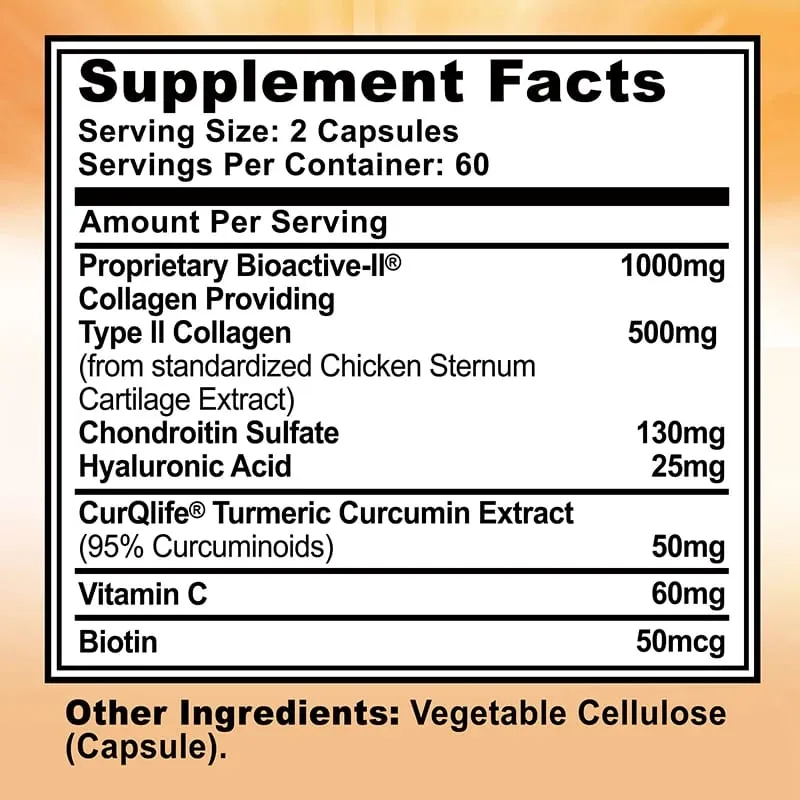 Triple Action Joint Collagen with Type II Collagen - Promotes Joint Health & Comfort Relieves Pain Rebuilds Preserves Cartilage