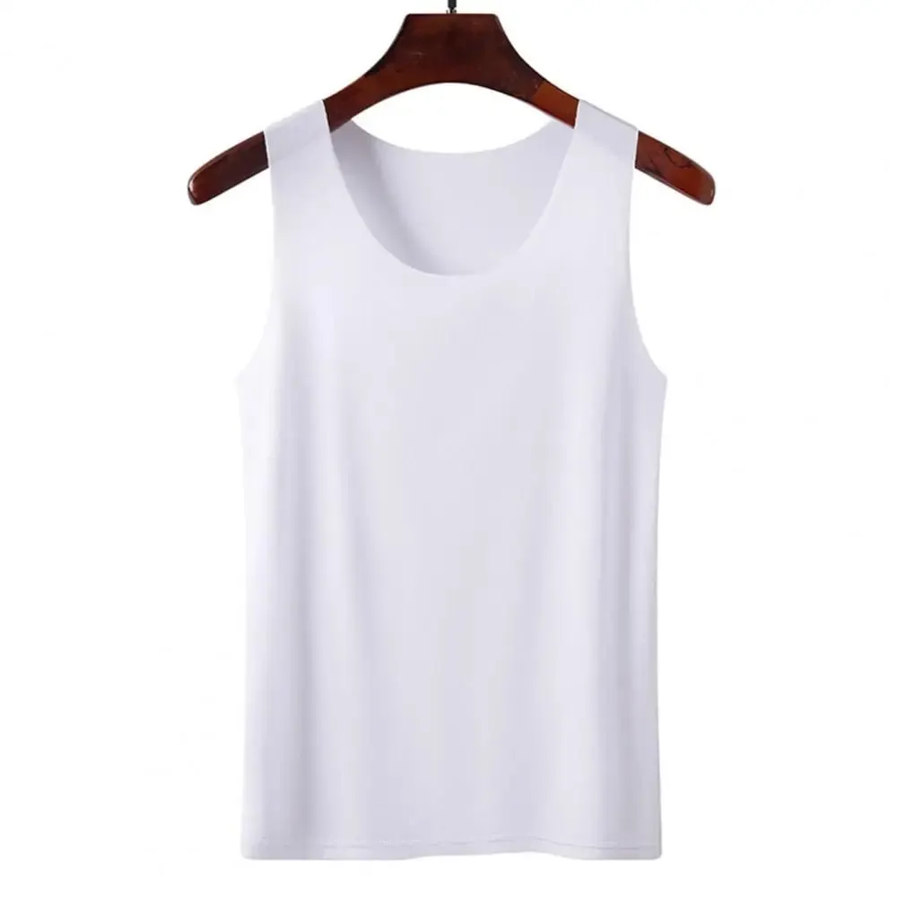 Women Bottoming Vest Ice Silk Seamless Sleeveless Pure Color Plus Size Stretchy Round Neck Dry Dry Cooling Camisole Basic Top 80 — image 6