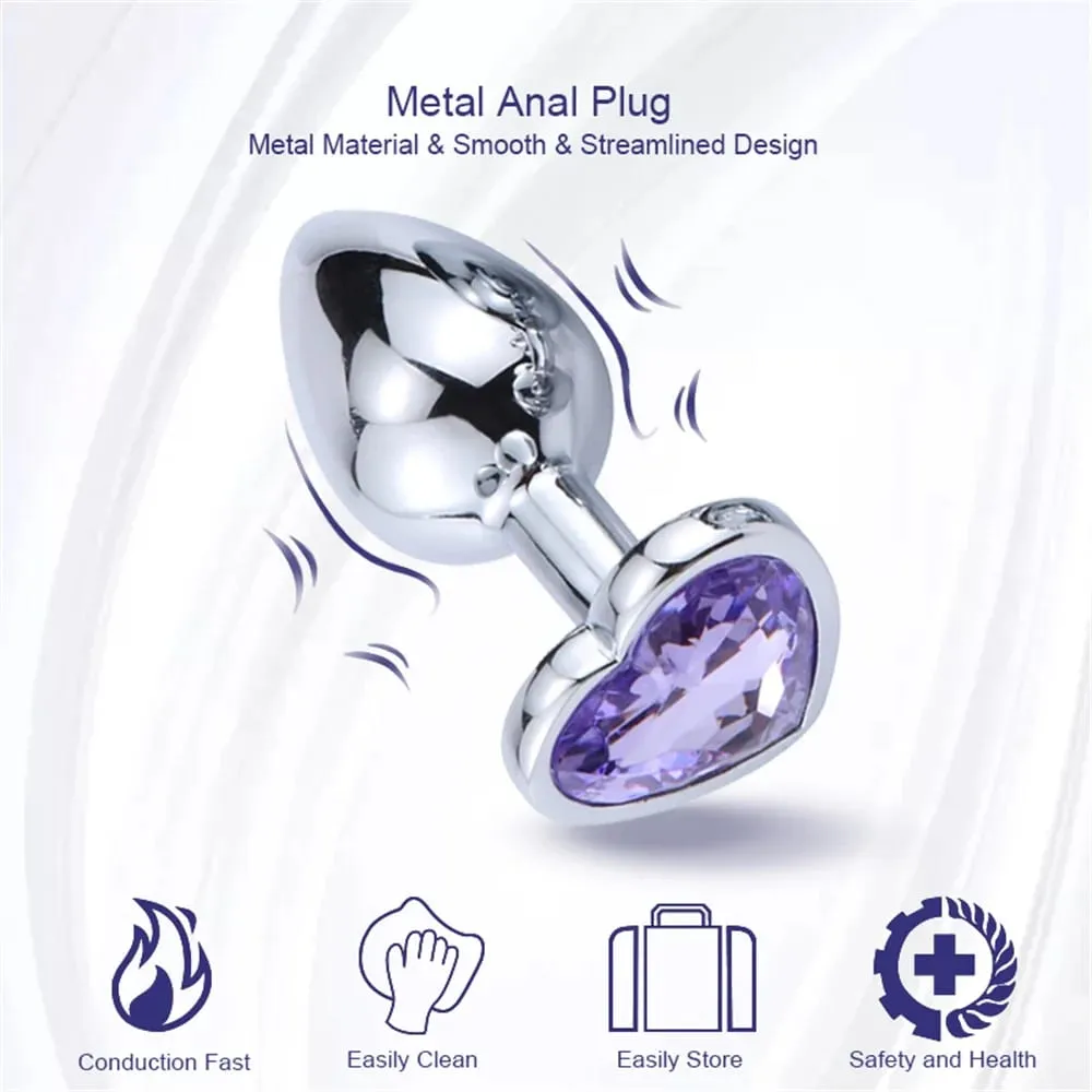 3 Sizes Metal Anal Plug Heart Base Butt Plug for Adults Women Men Couples Stainless Steel S/M/L Diamond Masturbator Sex Toys 18+ — image 4