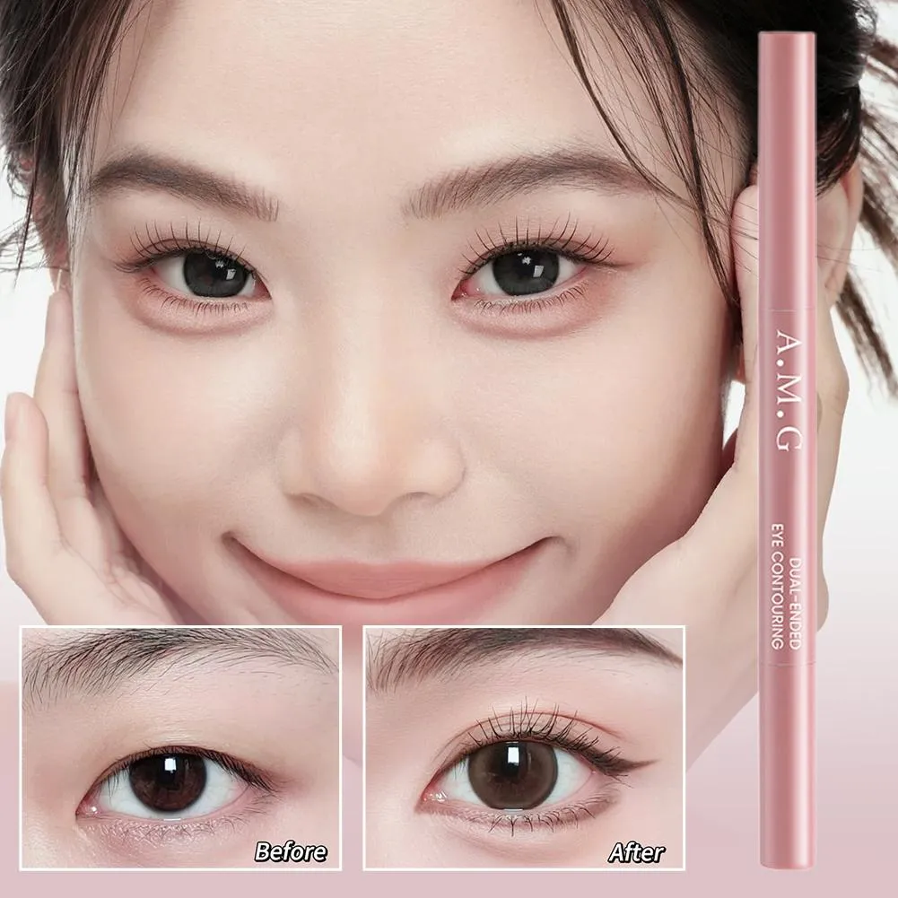 Double-headed Silkworm Eyeliner Pen Creamy Smooth Blendable Lying Silkworm Pencil Under Eye Highlight Contouring Pen With Brush — image 6