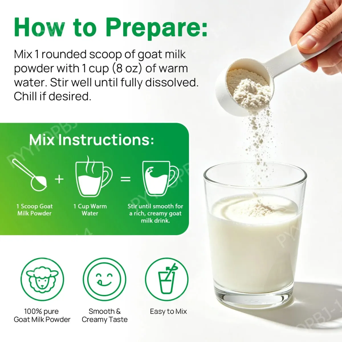 Itawel Goat Milk Nutrition Powder Supplement Grass-Fed Calcium & Protein Support Gluten-Free Easy to Mix 220g 32 Servings — image 7