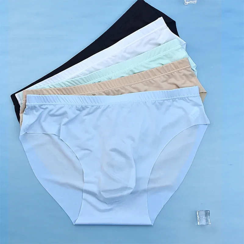 4Pcs Men Ice Silk Briefs Ultra Thin Transparent Seamless 3D Pouch Low Waist Breathable Triangle Underwear — image 8