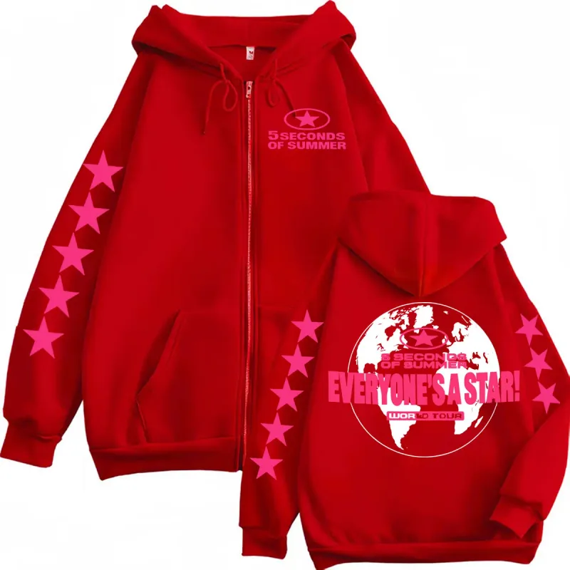 5 Seconds of Summer Everyone's A Star World Tour Zip Up Hoodies Men Women Harajuku Hip Hop Gothic Jacket Sweatshirt Hoodie Coats — image 10