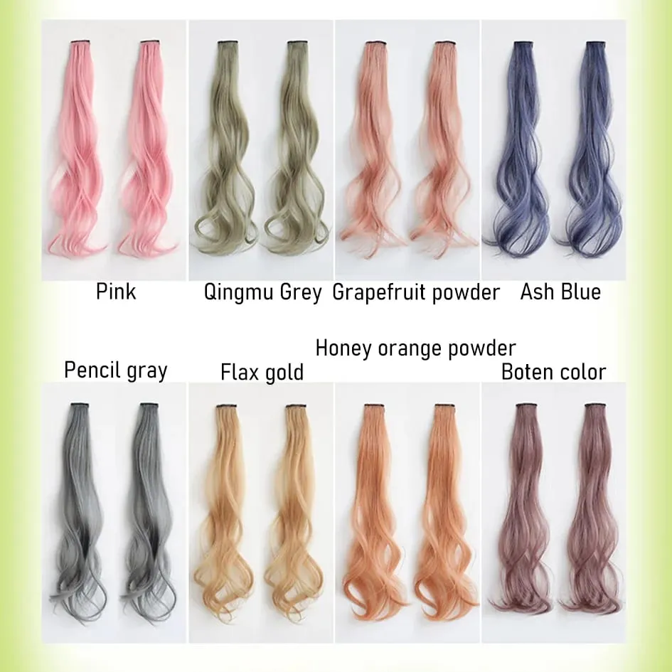 Set da 2 pezzi sintetici 50 cm 60 cm estensioni dei capelli ricci colorati onda d'acqua rosa blu viola parrucca di Natale di Halloween