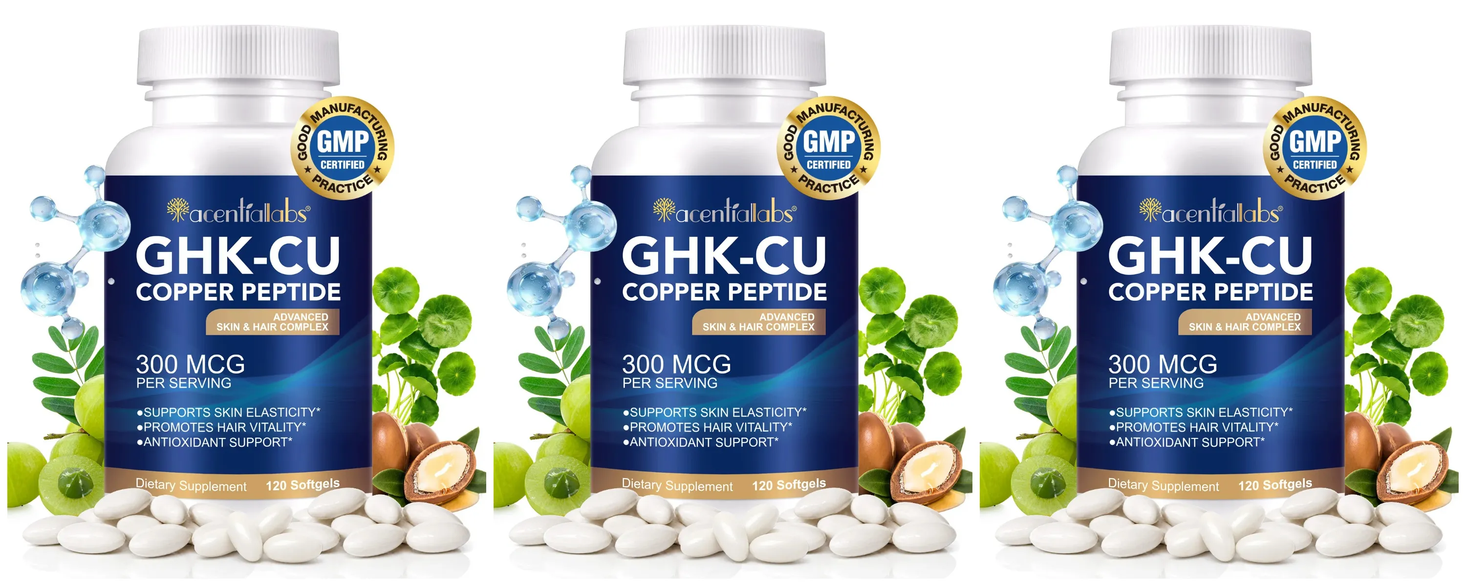Natural Vegan Skin Hair Complex Supplements Liposomal GHK-Cu Copper Peptide Softgels Capsules 120pills with Biotin for Adults — image 9