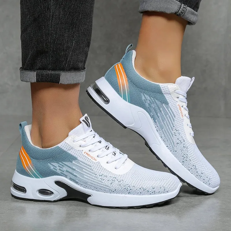 Men's Breathable Lace-Up Running Shoes Fei-Woven Mesh Casual Shoes Comfortable Air-Cushioned Men's Shoes Free Shipping Shoe — image 4