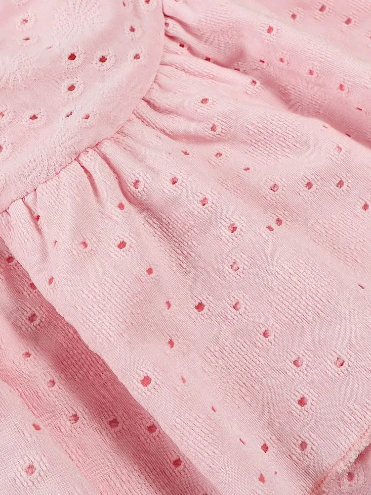 Summer 2026 New Arrival: Women's Solid-Color Floral-Printed Embroidered Ruffled-Hem Sleeveless Mini Dress — image 4