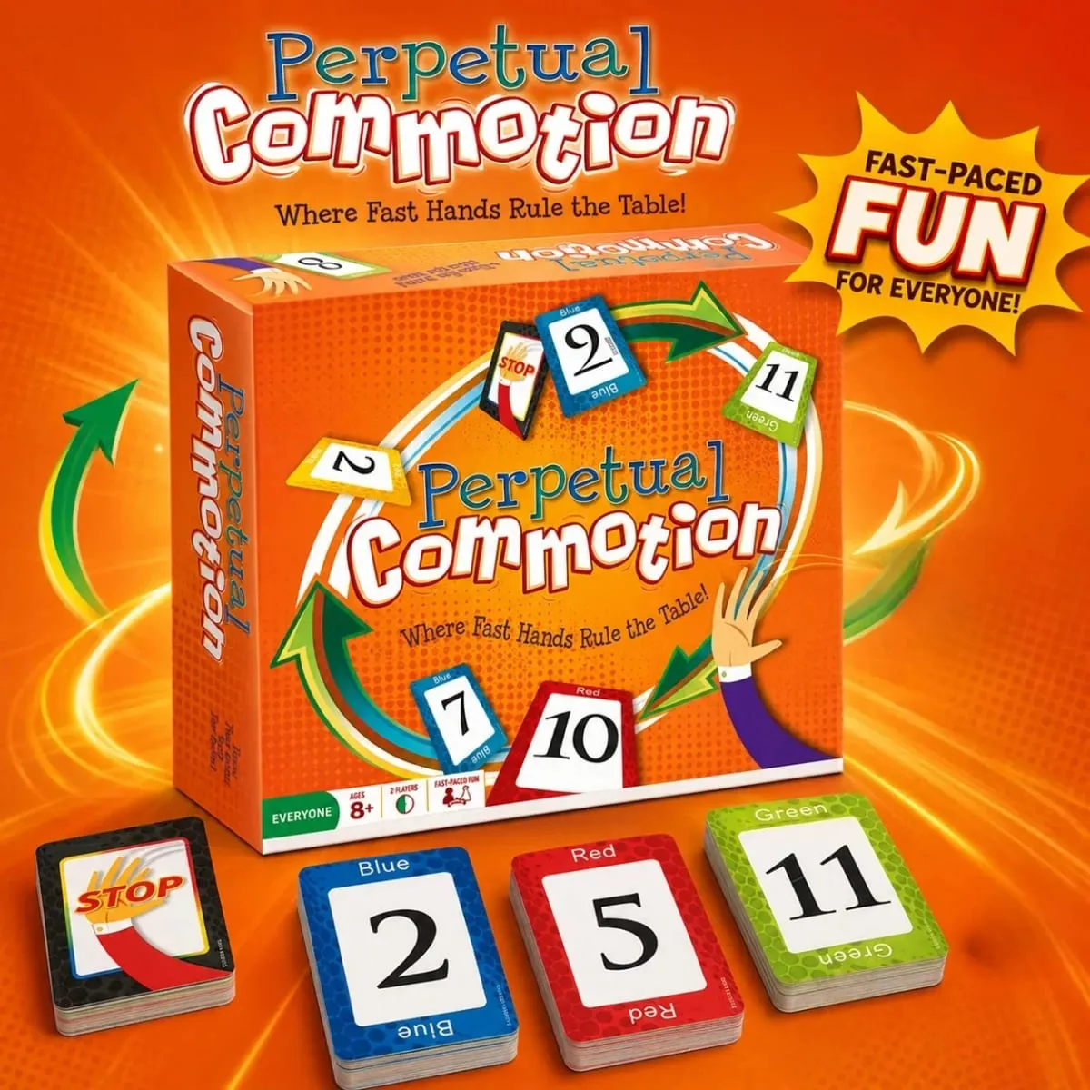 Perpetual Commotion Fast Hands Number Card Game Family Party Strategy Reaction Game English Version 2026 New Model — image 1