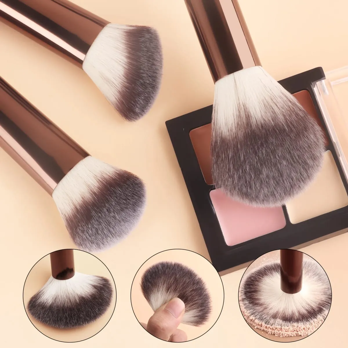 13Pcs Face & Eye Makeup Brushes Kit with Velvet Bag & 2 Triangle Puffs Makeup Tools for Beginners Daily Use — image 3