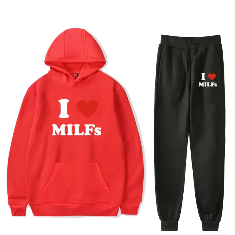 Comfortable Mother's Day I Love MILFs Print Sweatshirt Sweatpants Suit Women's Hoodies+Trousers Suit Girls 2 Piece Set Clothes — image 12
