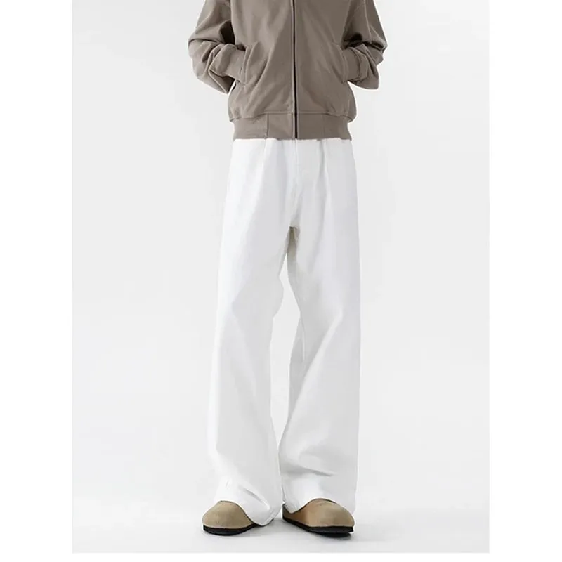 Summer Thin Breathable Men Jeans American Style White Bending Knife Denim Pants Trend Male Loose Straight Leg Wide Leg Trousers — image 5