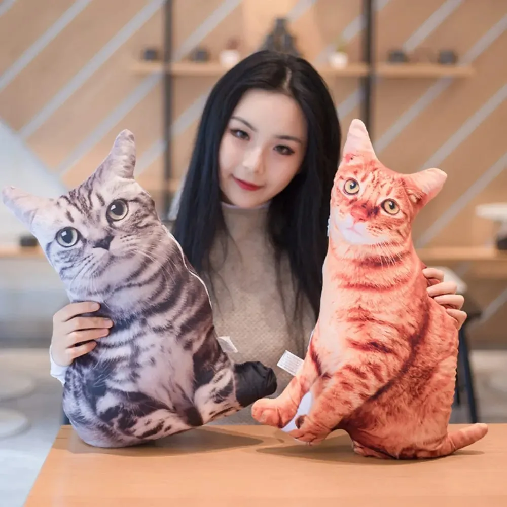 Creative Realistic 3D Cat Soft Simulation Cat Plushie Pillow Cartoon Kawaii Animals Cushion for Girls — image 3