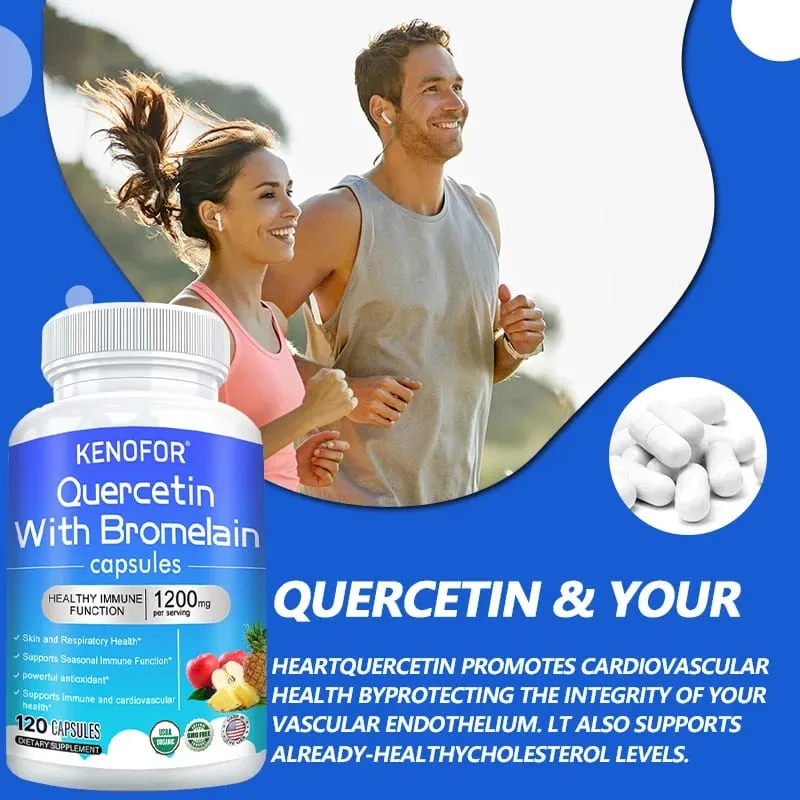 Quercetin + Bromelain Complex Capsules 1200mg - Immune Joint & Digestive Support with Vitamin C & D3 30/60/120 Counts — image 6
