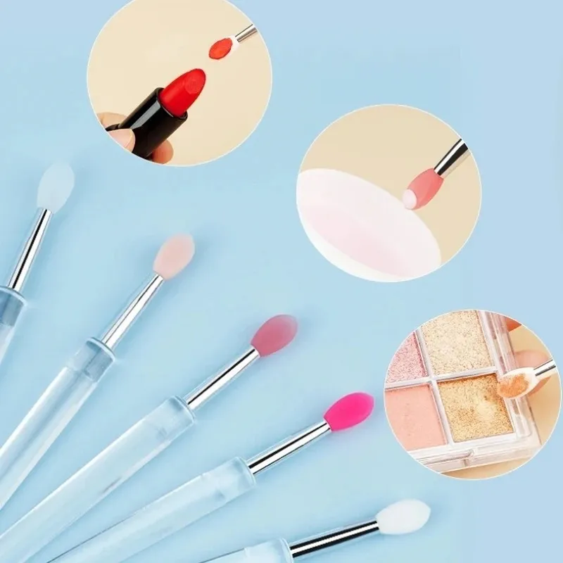 3/5/10PCS Portable Silicone Lip Brush With Cover Soft Multifunctional Lip Balm Applicator Lipstick Lipgloss Makeup Brushes — image 4