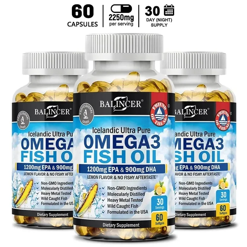Fish Oil Omega 3 Περιέχει EPA 1200mg & DHA 900mg - Γνωστικό συμπλήρωμα για τα μάτια των αρθρώσεων χωρίς ΓΤΟ χωρίς γλουτένη — image 10