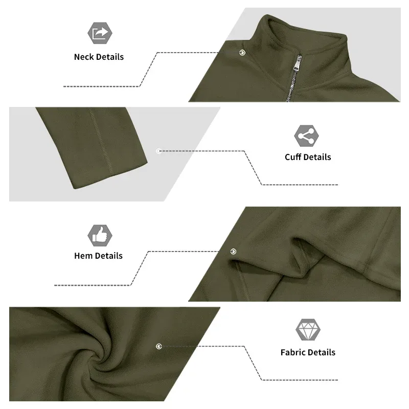 Men's Quarter Zip Polar Fleece Pullover Stand Collar Long Sleeve Casual Warm Sweatshirt For Autumn Winter Daily Commute Wear — image 9