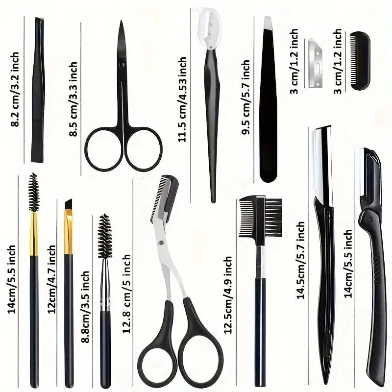 3/4/5/11/12pcs Eyebrow Trimmer Set Scissors Tweezers Eyebrow Razor Scraping Eyebrow Comb Razor Eyebrow Clip Makeup Tools — image 6