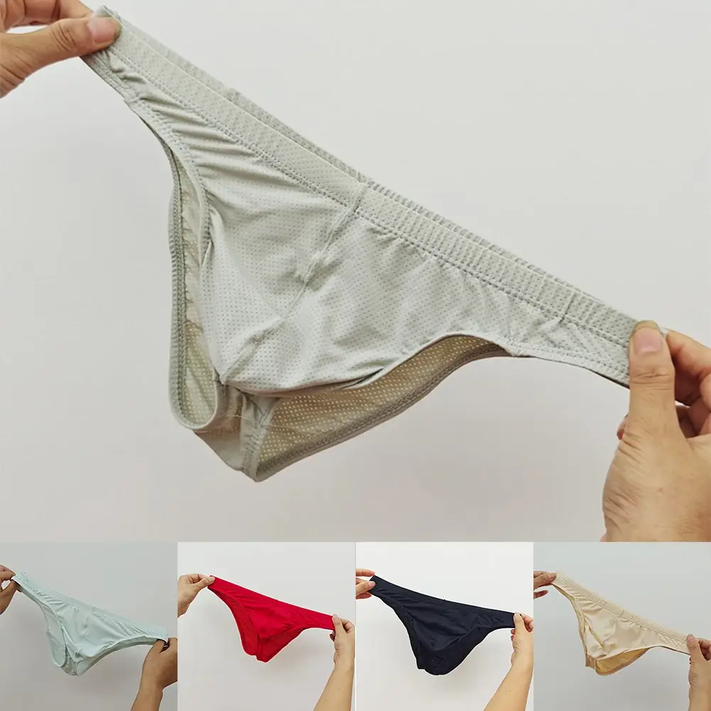 Sexy Skin Color Men Low Waist Mesh Breathable Jockstrap Pouch Half Hip Underwear Briefs Daily Fashion Panties — image 8