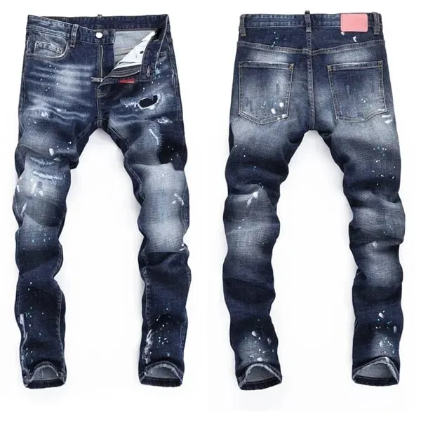 High Quality Street Fashion Men Jeans Retro Blue Elastic Slim Fit Ripped Jeans Men Embroidery Designer Denim Brand Pants Hombre — image 17