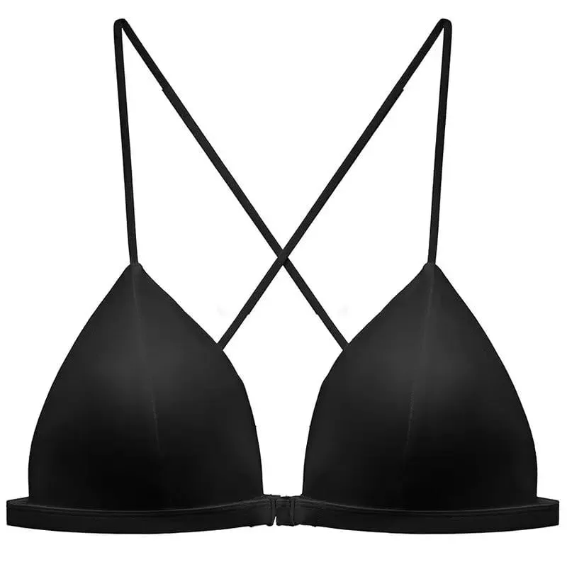 French Style Front Fastening Bra Thin Strap Triangle Cup Leopard Print Sensual Back Design Lightweight Small Bust BANERDANNI — image 8