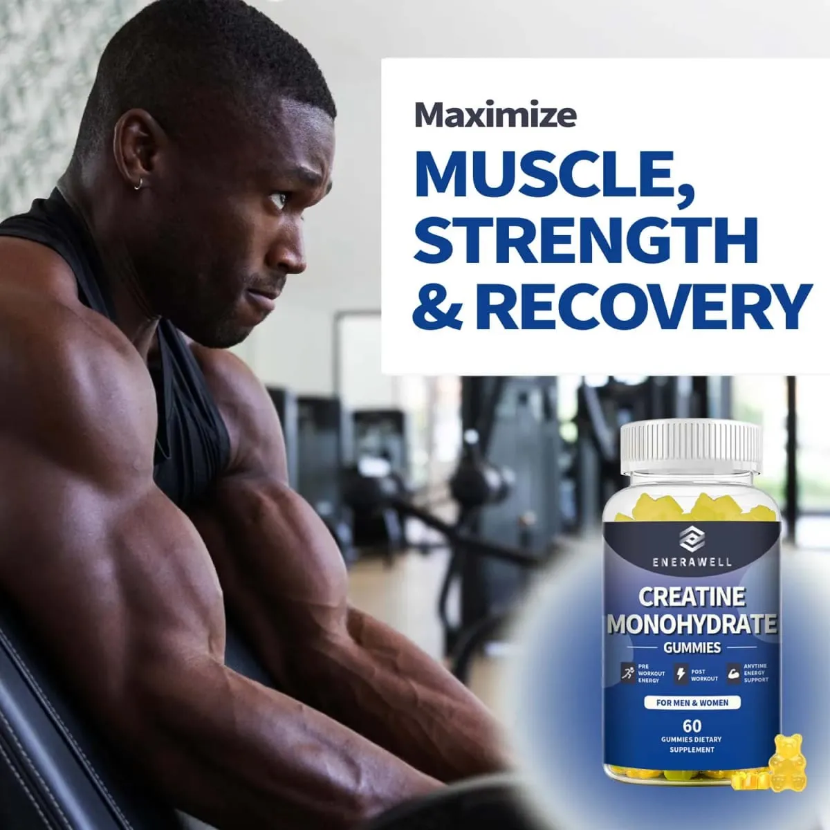 Creatine Monohydrate Gummies Dietary Supplement Supports Workout Recovery Maintenance of Lean Muscle Mass Supports Athletic Performance — image 8