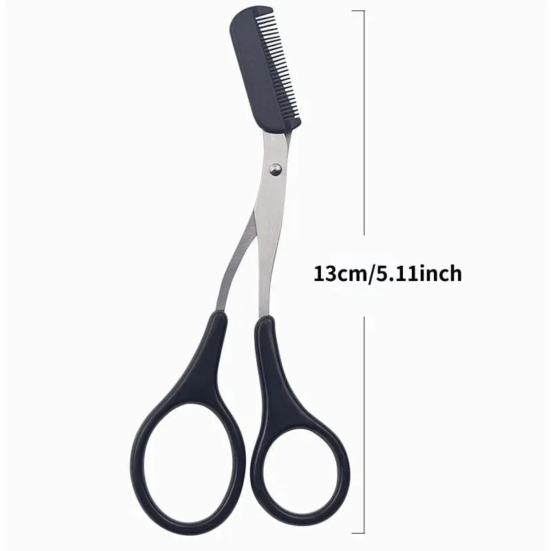 3pcs Eyebrow Trimming Tools Stainless Steel Eyebrow Tweezer Scissors with Comb Razor Makeup Tools Face Care — image 2