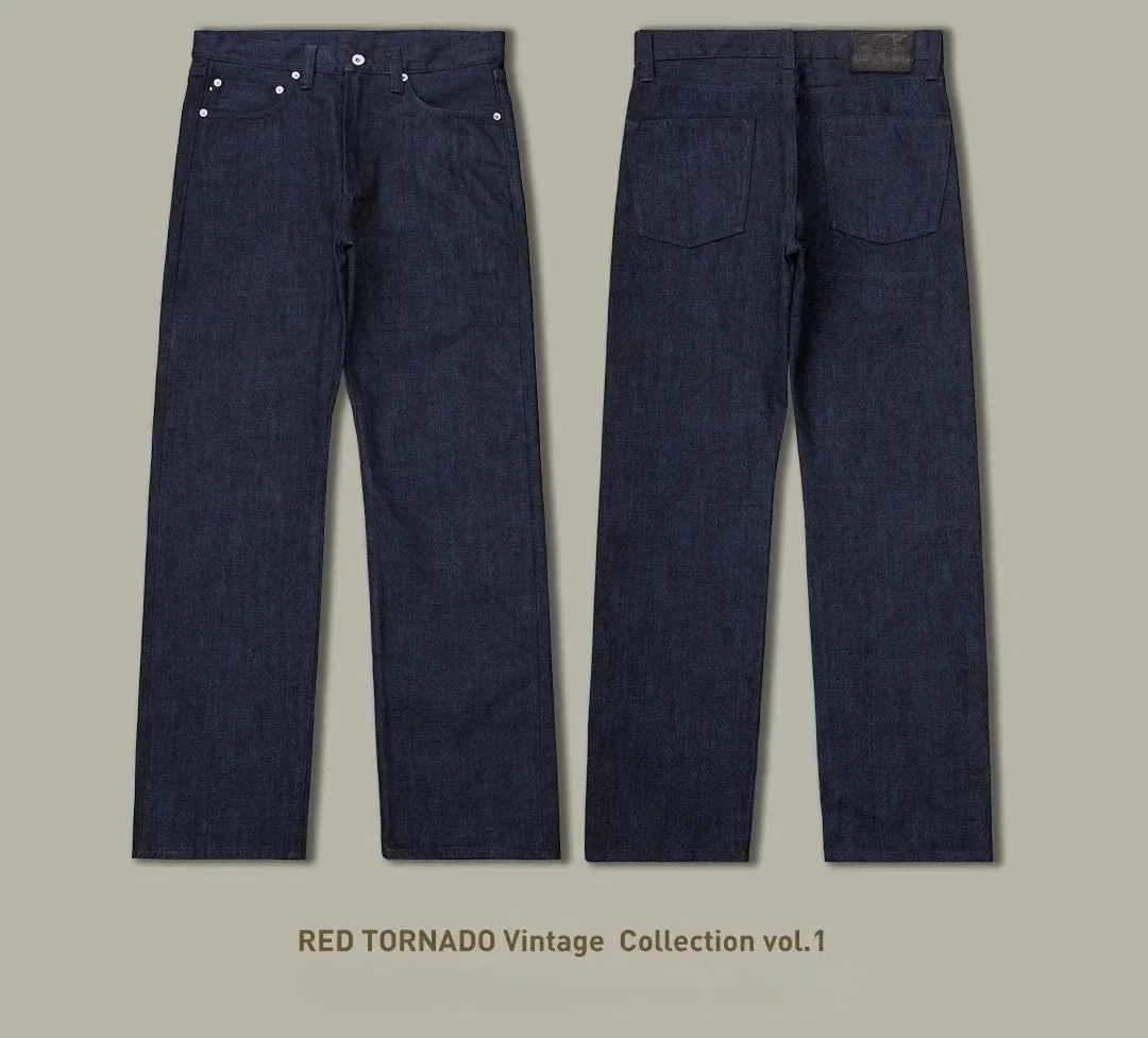 Red Tornado Men's 16oz Selvedge Denim Jeans 666 Slim Straight Midnight Blue Heavyweight Cotton Casual Pants — image 8