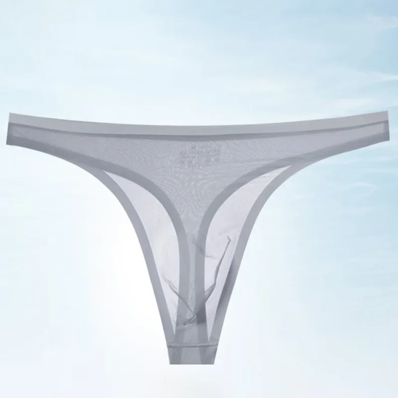 Men's Ultra-thin Ice Silk G-string 3D Bulge Pouch Thong See Through Underwear Low Rise Men Bikini Briefs U Pouch Lingerie — image 14