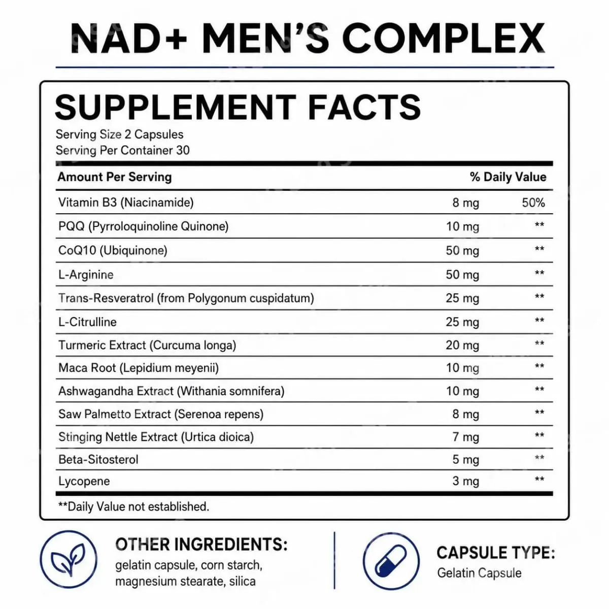 Docteat NAD+ Men's Complex Capsules for Daily Energy Metabolism and Circulatory Support Male Vitality Balance 60 Capsules — image 6
