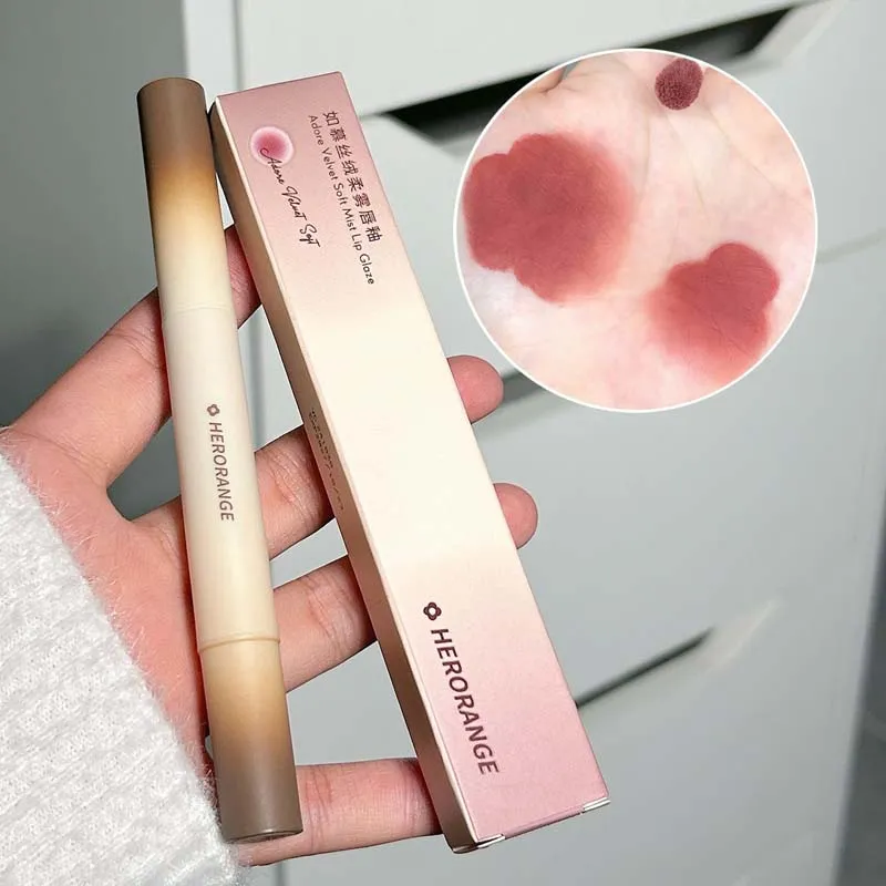 Mousse Velvet Matte Lip Tint Sponge Tip Design Creamy Non-Dry Texture Soft Foggy Finish for Natural Daily Lip Makeup