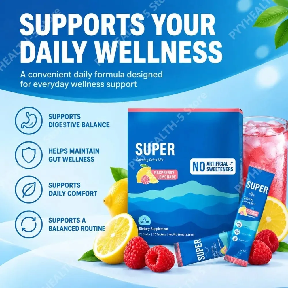 Powdered Drink Mix Cortisol Reducer and Sleep Aid Supplement L Theanine Magnesium Glycinate Vitamin D 3 No Sugar Non GMO 20 Ct — image 2