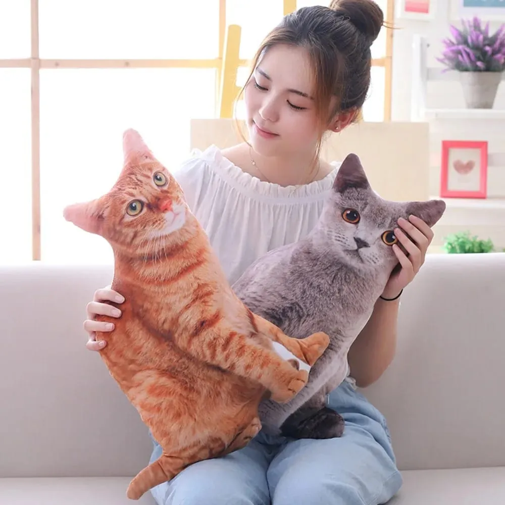Creative Realistic 3D Cat Soft Simulation Cat Plushie Pillow Cartoon Kawaii Animals Cushion for Girls — image 2