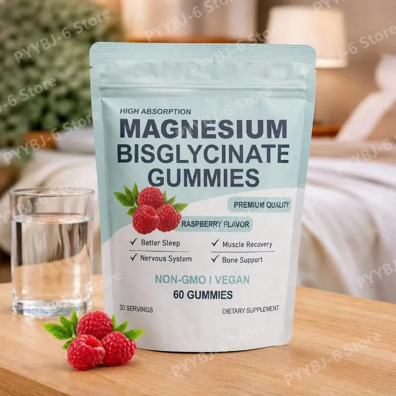 High Absorption Magnesium Bisglycinate Gummies Vegan Raspberry Flavor 60 Count Support Muscle Bone Health Non GMO Gluten Free — image 2