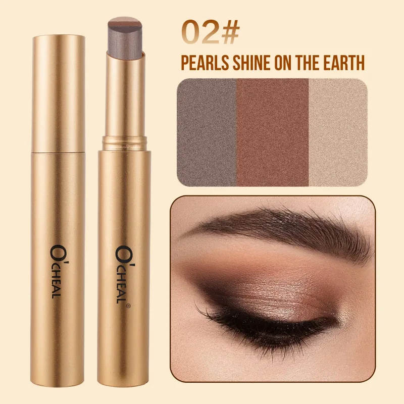 3 Color Matte Pearlescent Eye Shadow Stick Waterproof Durable Gloss Smoked Eye Makeup Cosmetics Long-Lasting Eye Shadow Stick — image 8